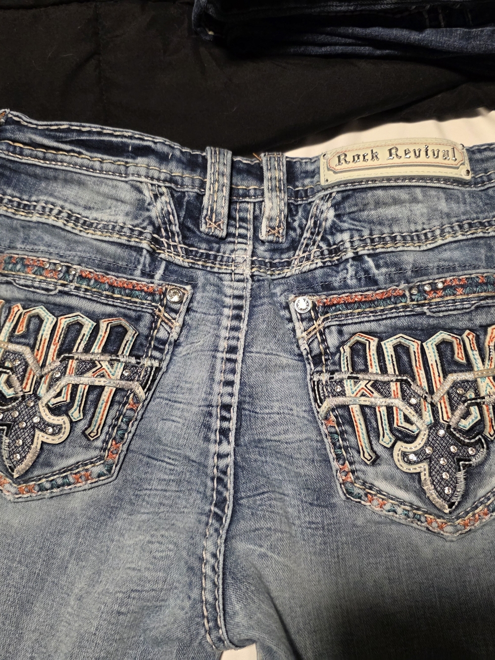 Rock Revival Light Blue Embroidered Boot Cut Jeans